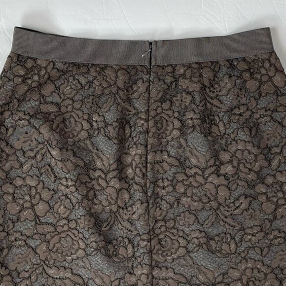 Loft Chocolate Lace Overlay Party Event Feminine Pencil Skirt NWOT Size 6 - Picture 5 of 8